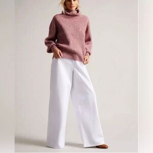 NWOT Ted Baker Oversized Cchloe Pink Chunky Wool Funnel Neck Sweater 2 (S )